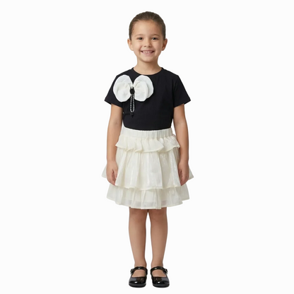 KEBI.XIAOZHU BOW HOOK SKIRT TOP