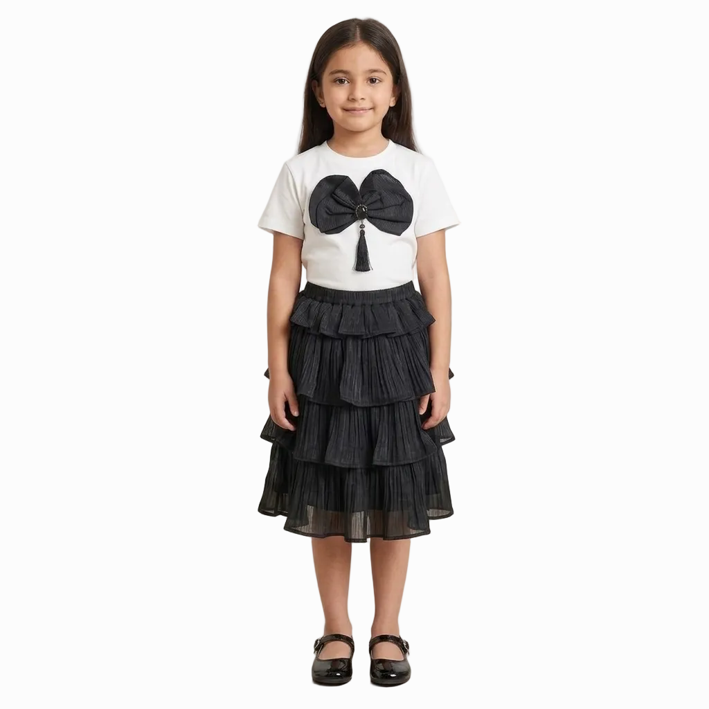 KEBI.XIAOZHU BOW HOOK SKIRT TOP