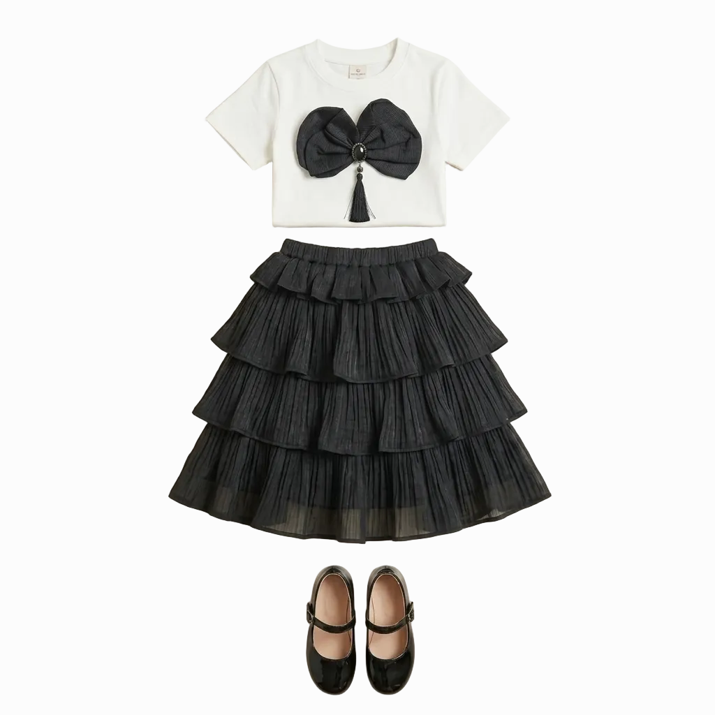 KEBI.XIAOZHU BOW HOOK SKIRT TOP