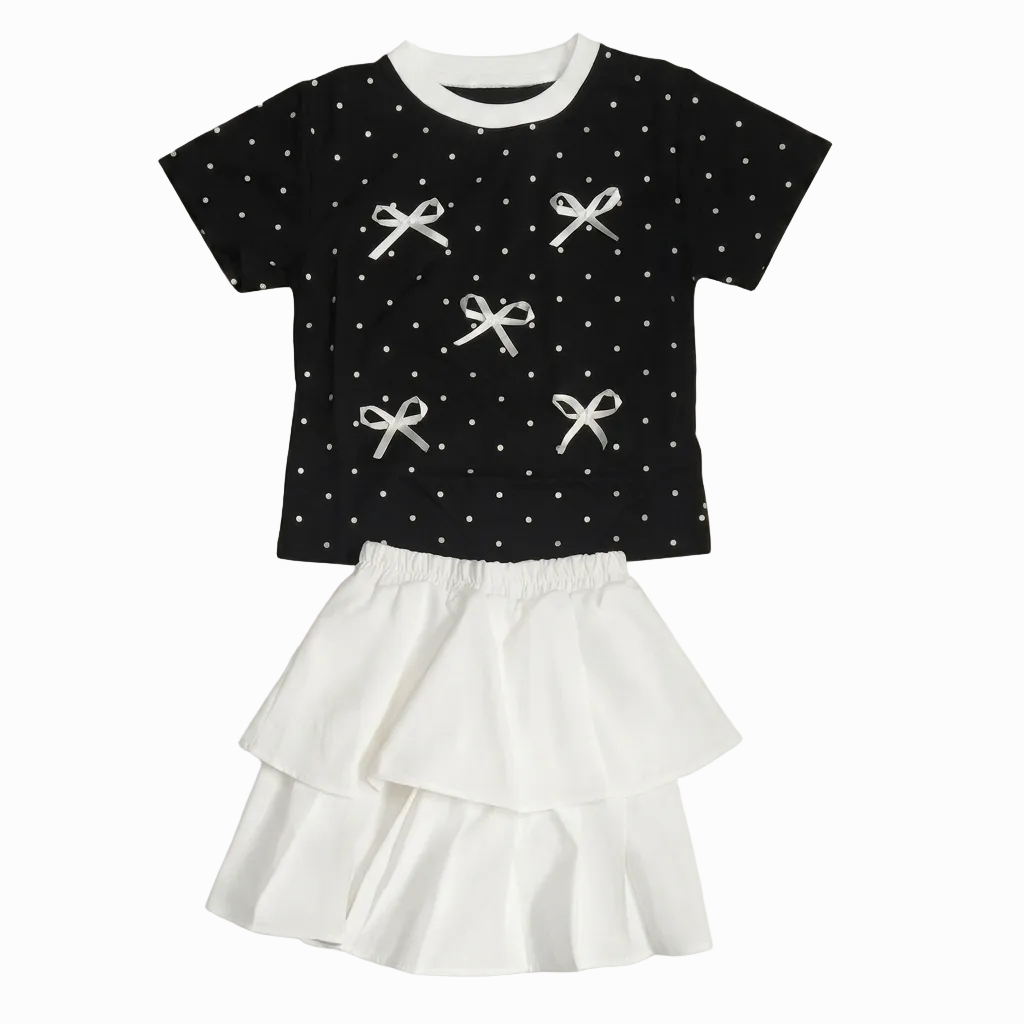 BAIKU WANGZI BOW DOT SKIRT TOP