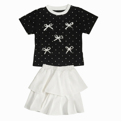 BAIKU WANGZI BOW DOT SKIRT TOP