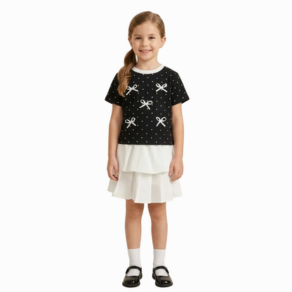 BAIKU WANGZI BOW DOT SKIRT TOP