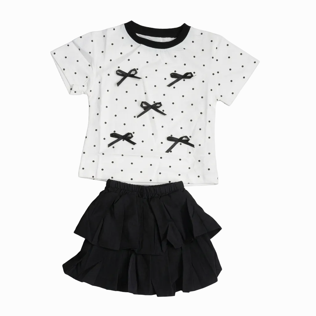 BAIKU WANGZI BOW DOT SKIRT TOP