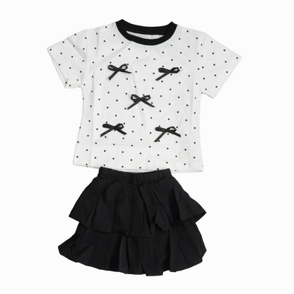 BAIKU WANGZI BOW DOT SKIRT TOP