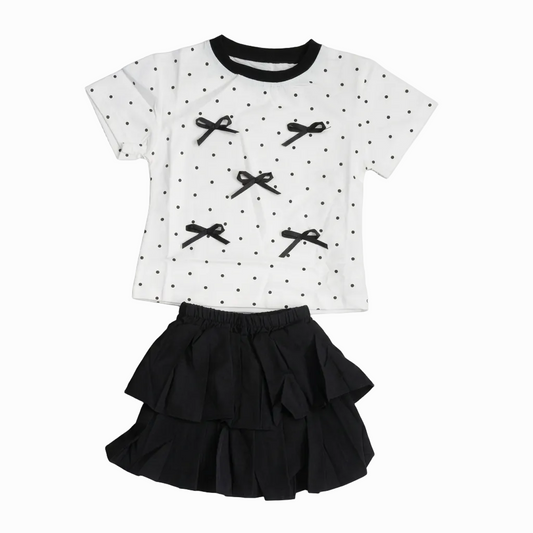 BAIKU WANGZI BOW DOT SKIRT TOP