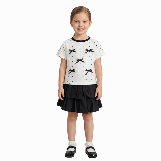 BAIKU WANGZI BOW DOT SKIRT TOP