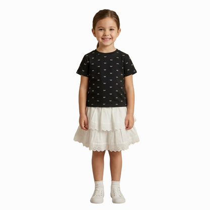 BAIKU WANGI BOW PRINT SKIRT TOP