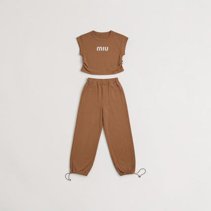 MIU MIU KIDS FULL CORDSET BROWN