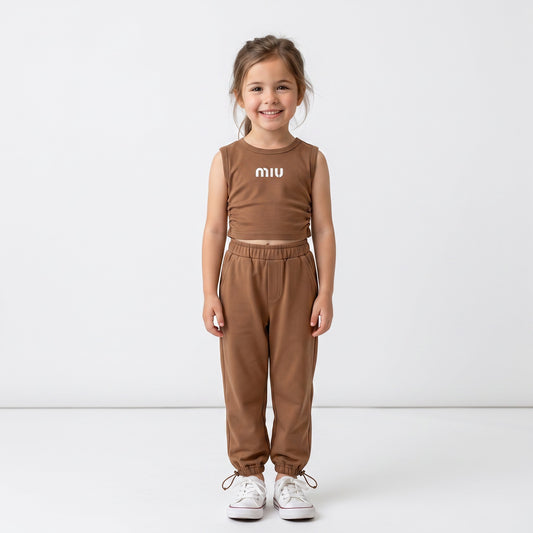 MIU MIU KIDS FULL CORDSET BROWN